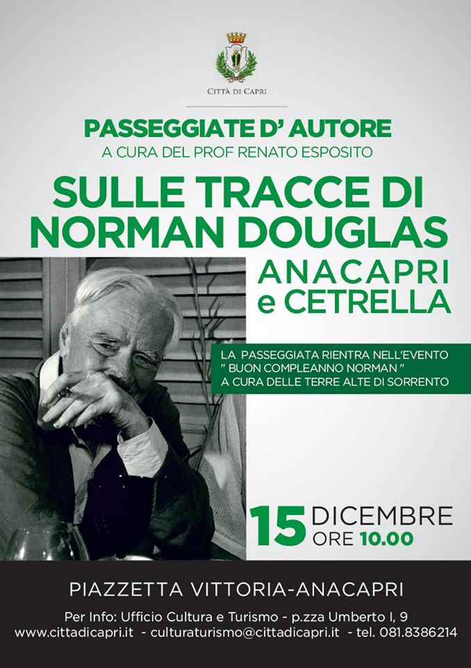 Domenica 15 la Passeggiata d’Autore sulle tracce di Norman Douglas