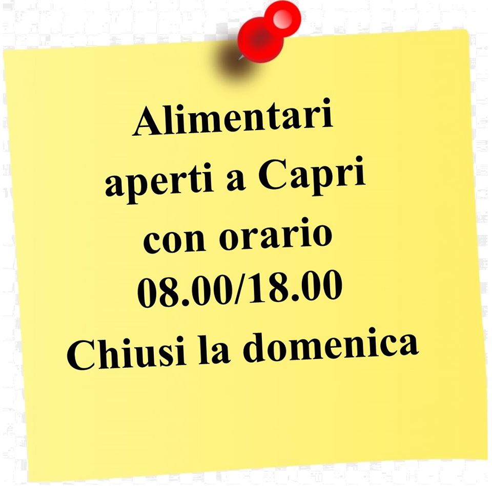 Città di Capri: gli orari di apertura dei negozi alimentari nel periodo di emergenza covid19