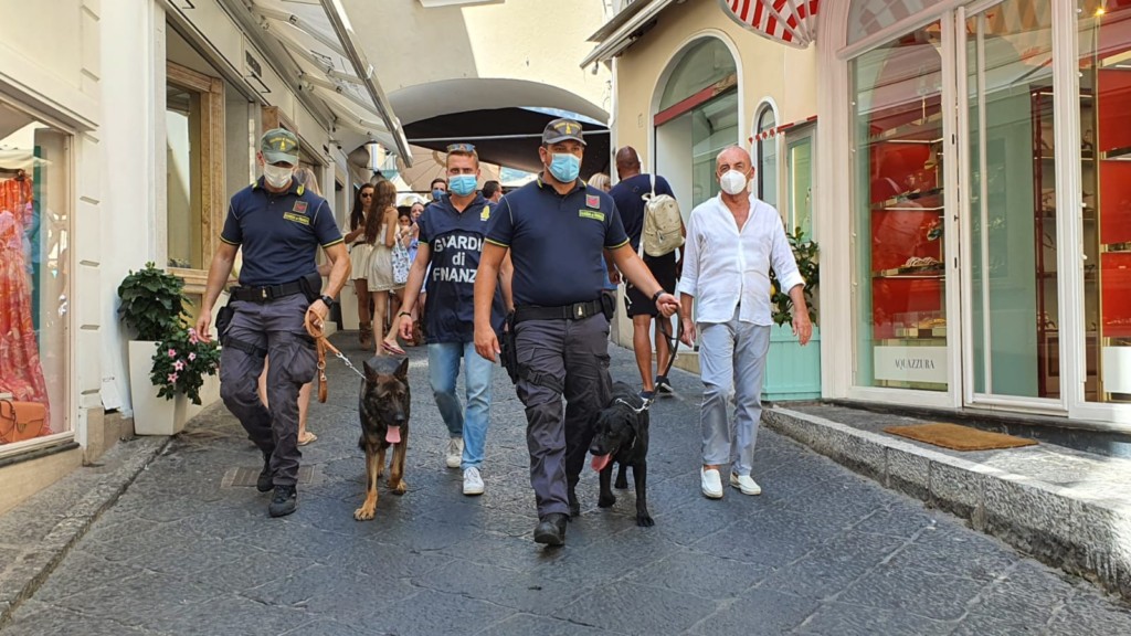 Operazione della GdF con i cani antidroga a Capri: sequestro di stupefacenti e 5 persone segnalate per uso proprio