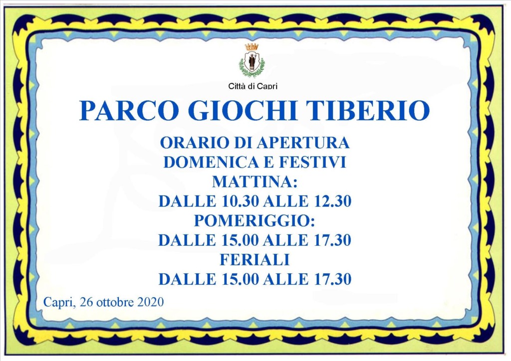 Assessorato all’Infanzia: ecco i nuovi orari del Parco Giochi Tiberio