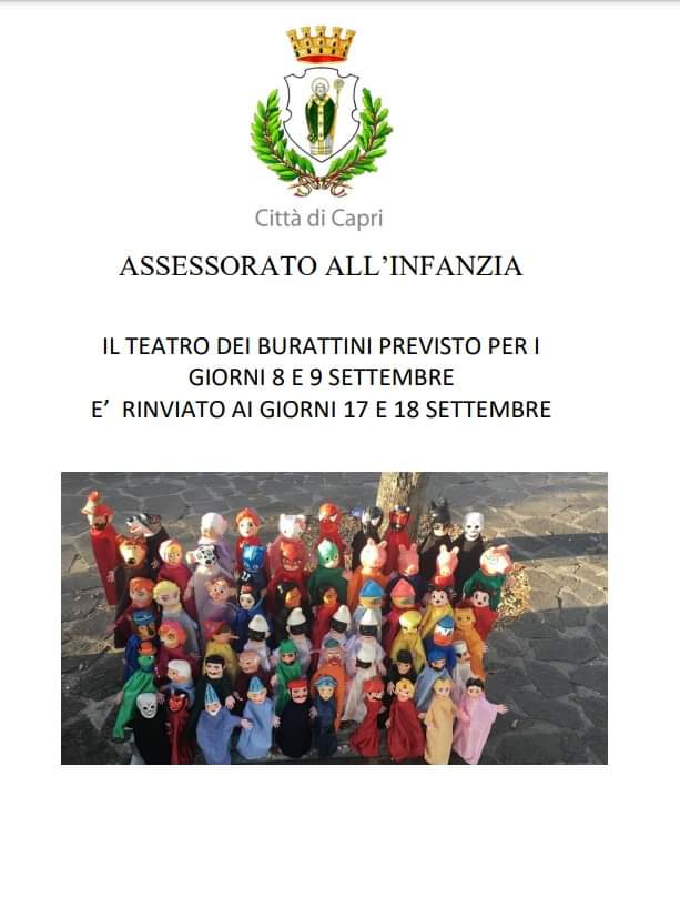 Teatro dei Burattini rinviato ai giorni 17 – 18 settembre