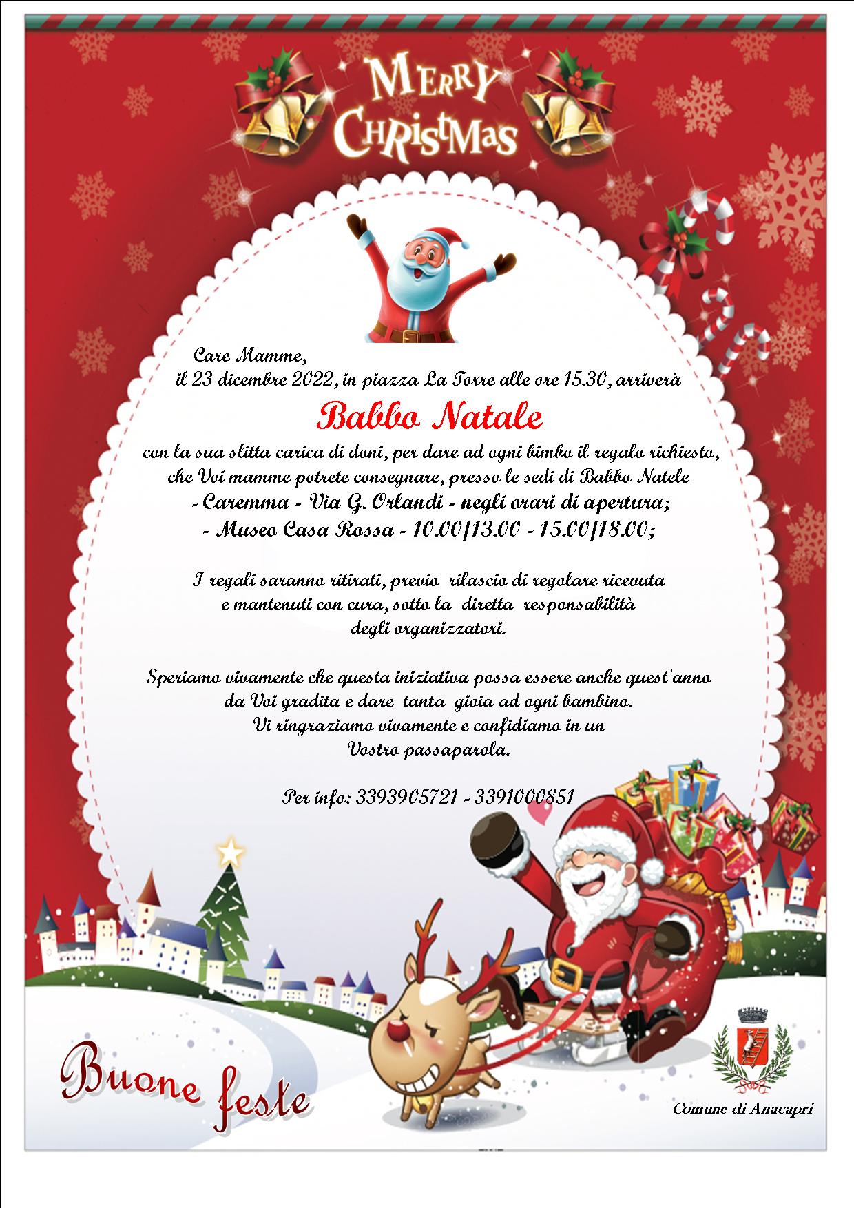 Anacapri: Il 23 Dicembre arriverà Babbo Natale