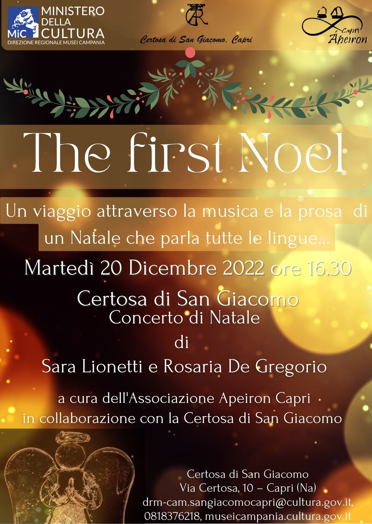 Apeiron: “The First Noel” presso la certosa di San Giacomo – 20 dicembre 2022