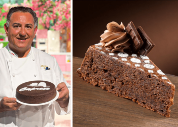 La torta caprese nella versione di Sal De Riso il famoso pasticciere della Costiera