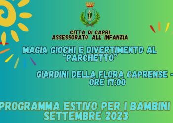 Comune di Capri, Assessorato all’infanzia: Programma per i Bambini, Settembre 2023