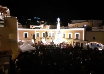 A Capri si illumina l’Albero in Piazzetta, scambio di auguri con gli amici della Val di Sole – photogallery