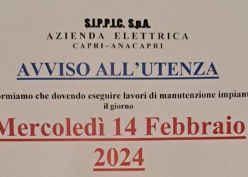 Anacapri: Avviso all’utenza, sarà sospesa, salvo imprevisti, l’erogazione dell’energia elettrica, Mercoledì 14 Febbraio