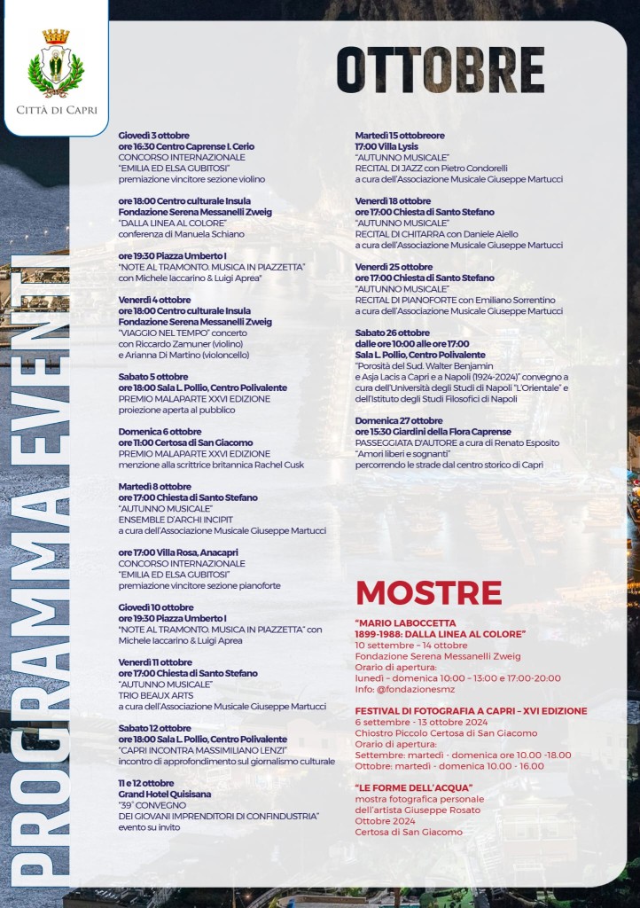 Città di Capri: Programma Eventi Ottobre 2024