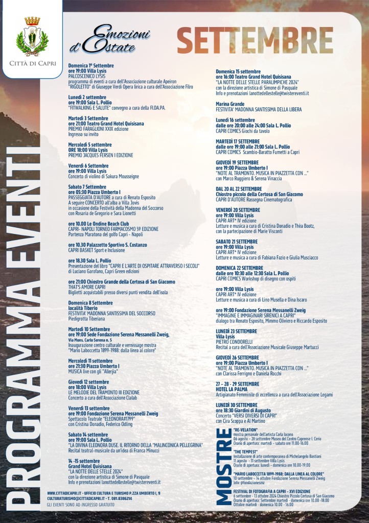 Città di Capri – Programma Eventi Settembre 2024