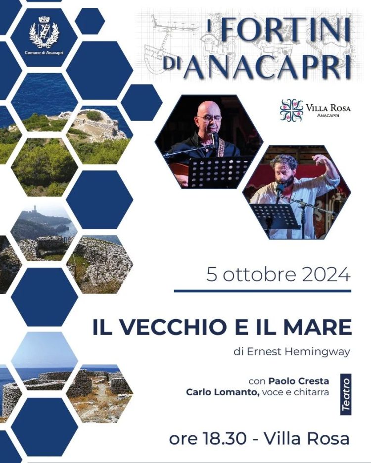 Comune di Anacapri: Il vecchio e il mare di Ernest Hemingway, con Paolo Cresta e Carlo Lomanto, villa Rosa – 5 ottobre ore 18.30