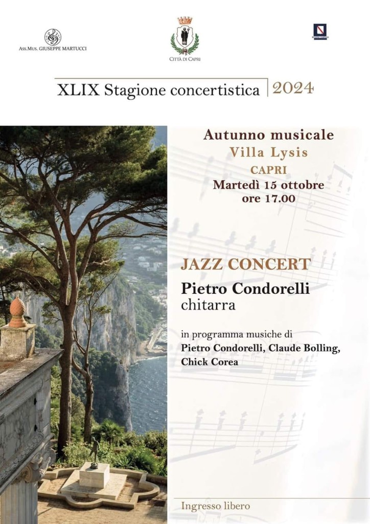 Jazz Concert, Martedì 15, ore 17.00,  Villa Lysis
