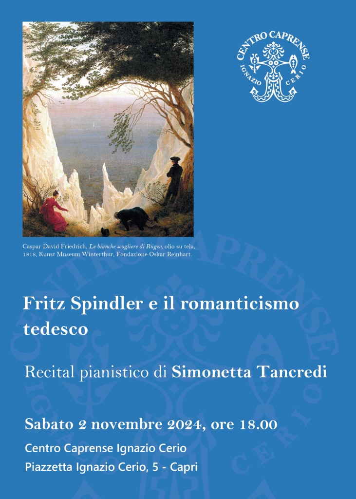“Fritz Spindler e il romanticismo tedesco”: recital pianistico di Simonetta Tancredi, sabato 2 novembre al Centro Caprense I. Cerio