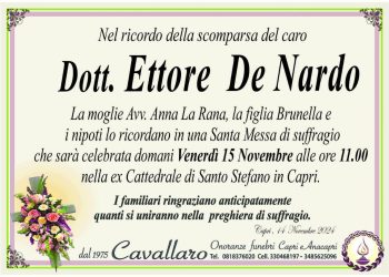 Messa funebre in memoria della scomparsa del dott. Ettore De Nardo