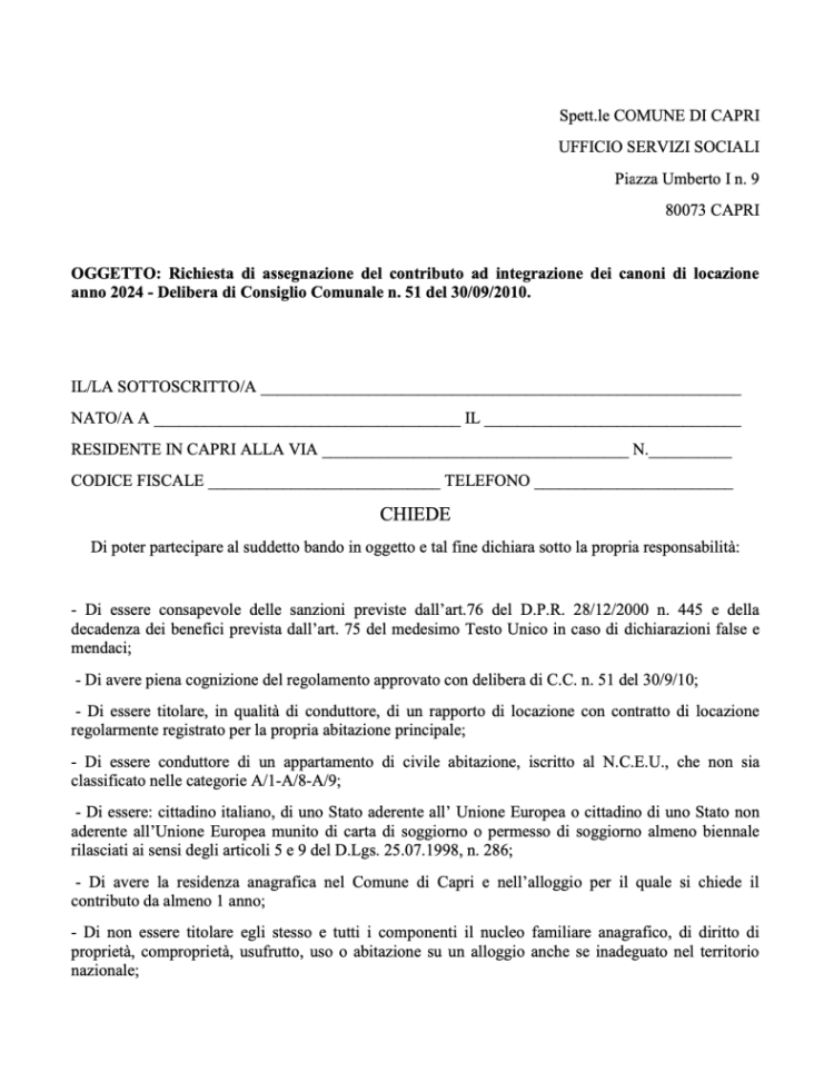 Case a Capri: Il Comune pubblica l’avviso per l’Assegnazione di Contributi