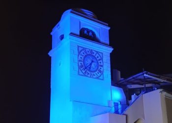 Il Campanile illuminato di blu in occasione della Giornata Internazionale della Sindrome di Angelman (Gallery)