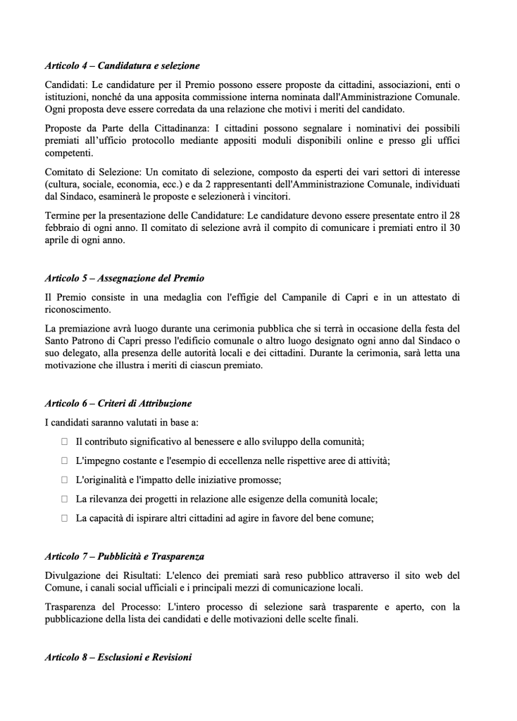 Istituito il Premio Annuale “Campanile d’oro Isola di Capri “.