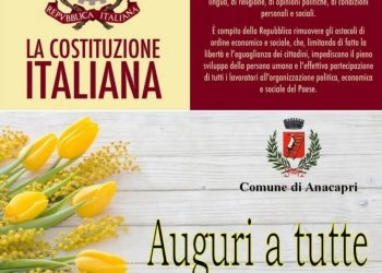Anacapri: 8 marzo Festa delle Donne, gli auguri del Comune con un articolo tratto dalla Costituzione Italiana