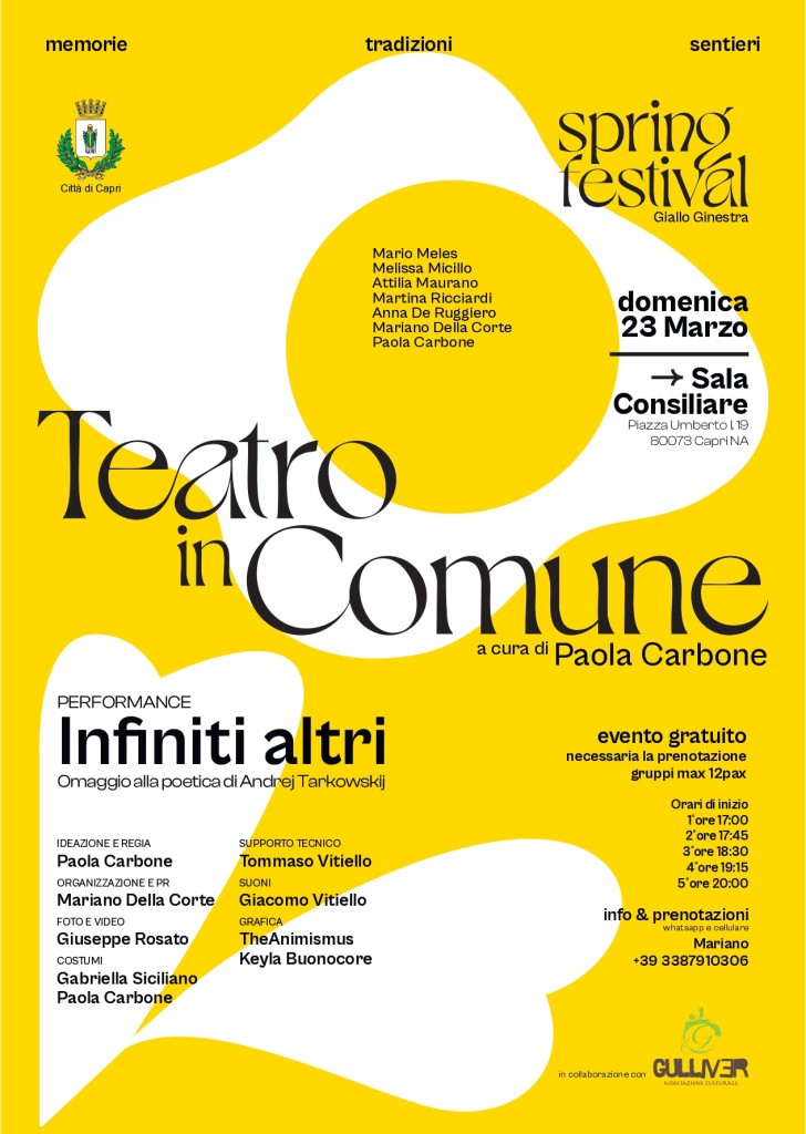 Capri Spring Festival, al centro della kermesse: memorie, tradizioni, saperi. Il primo appuntamento: Domenica 23 Marzo col “Teatro in Comune”
