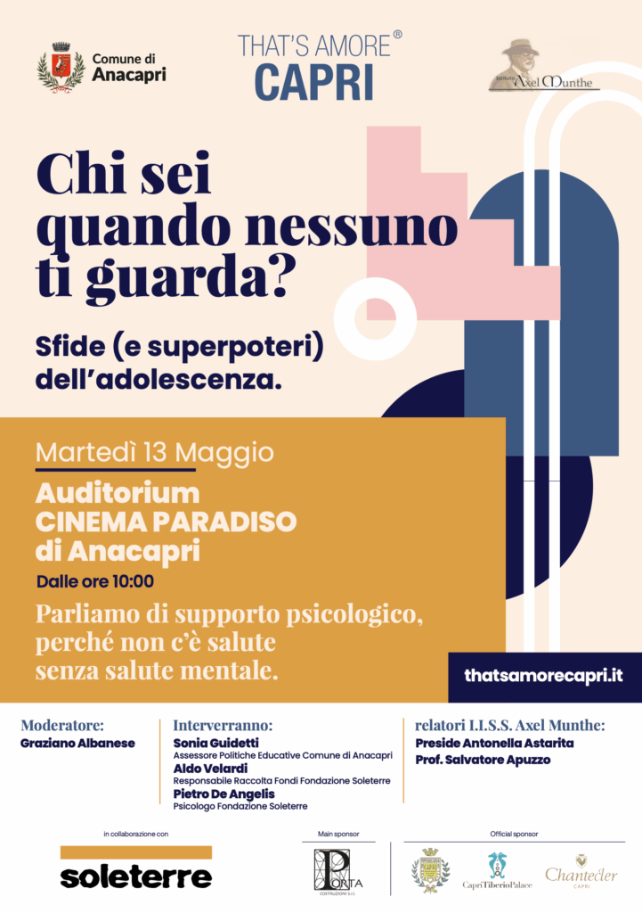 Ascolto e sostegno per i giovani di Capri: un incontro promosso da That’s Amore e Fondazione Soleterre