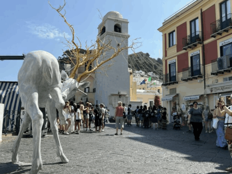 “Forest Guardian” la maxi scultura arriva in Piazzetta a Capri (Photogallery)