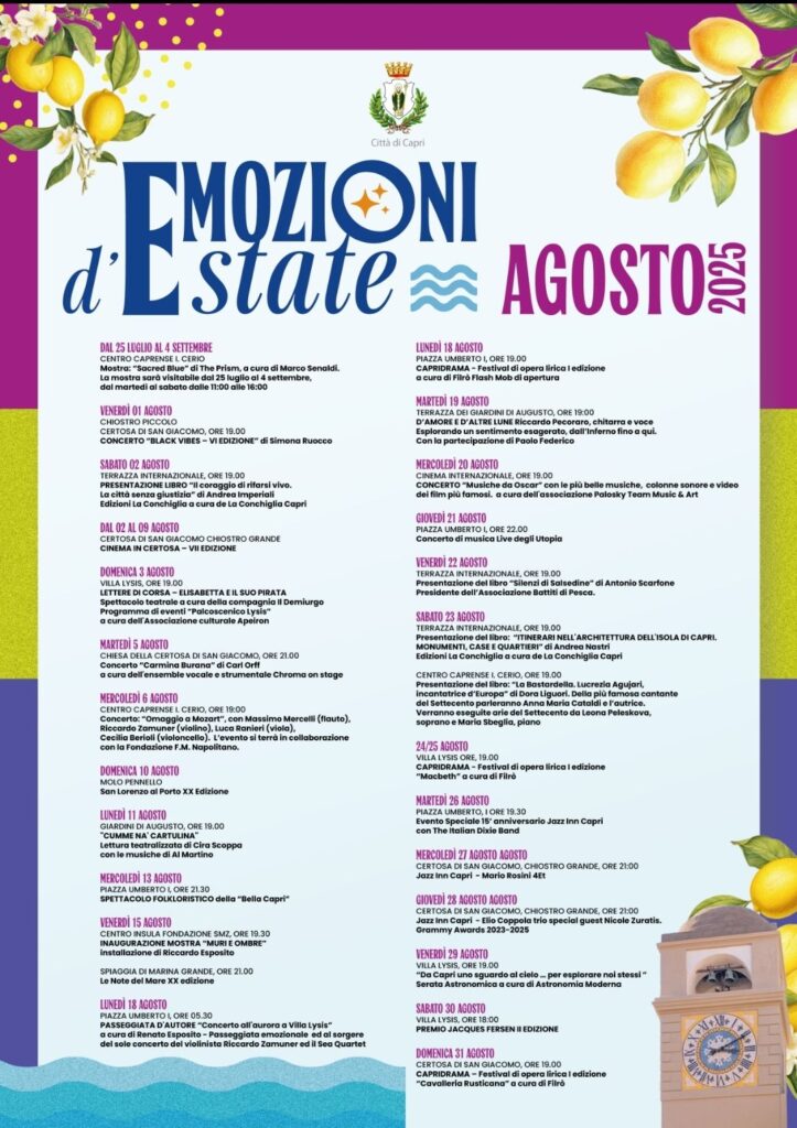 Emozioni d’Estate. Il calendario degli eventi di Agosto 2025