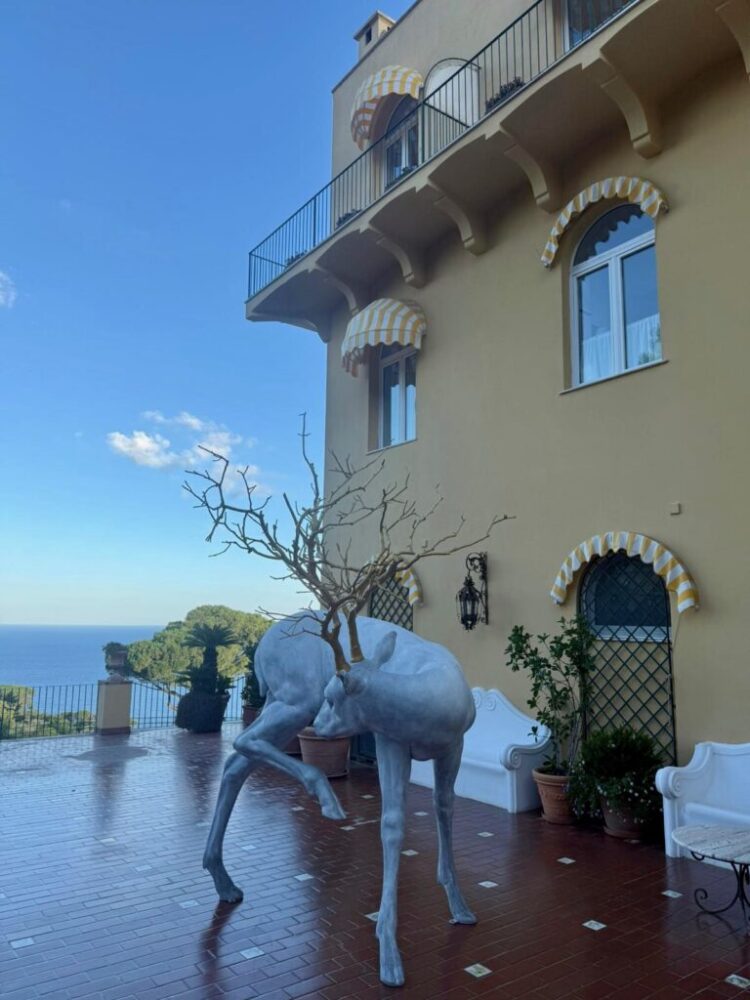 Nuova installazione pubblica a Capri: “Forest Guardian” si trasferisce al Caesar Augustus, al suo posto l’opera “Travolti dalla Luna” di Giacinto Bosco