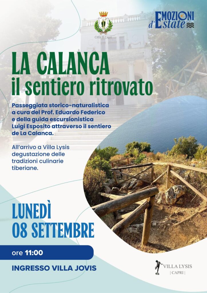 LA CALANCA: il sentiero ritrovato, Lunedì 08 Settembre ore 11:00, INGRESSO VILLA JOVIS