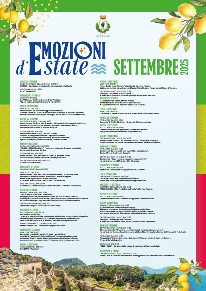 Città di Capri: Calendario degli eventi Settembre 2025
