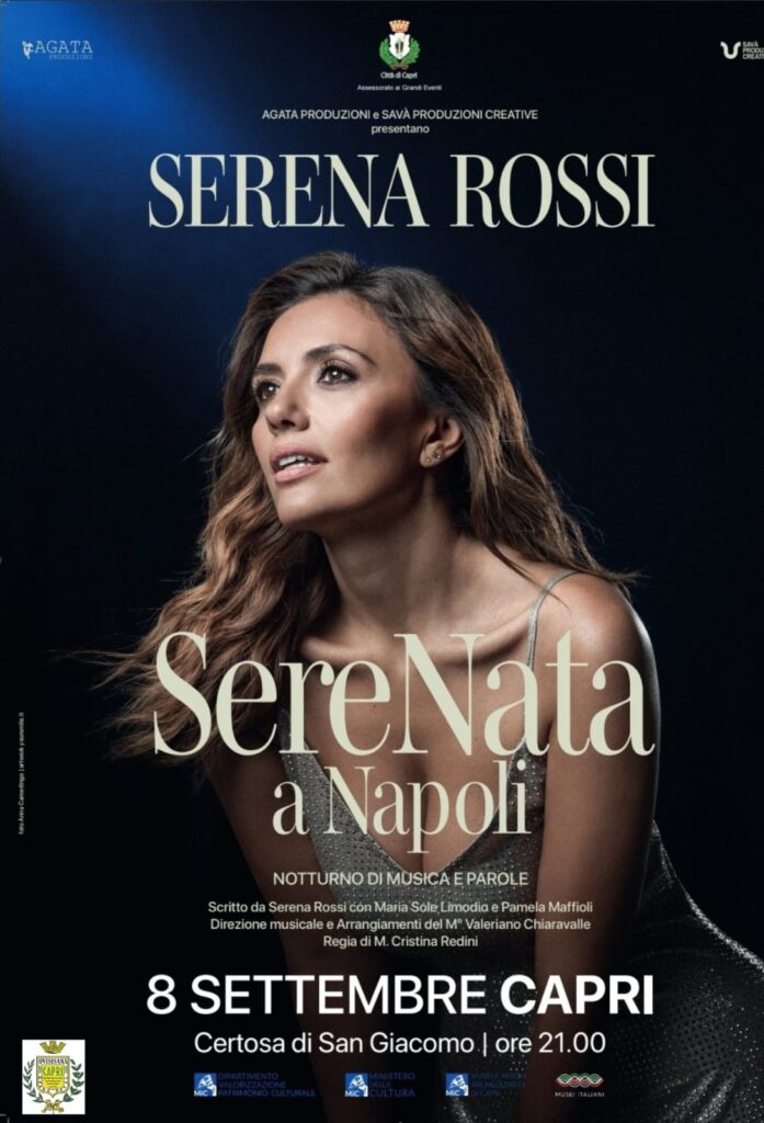 SERENA ROSSI “SereNata a Napoli” NOTTURNO DI MUSICA E PAROLE, 8 SETTEMBRE, Certosa di San Giacomo, ore 21.00