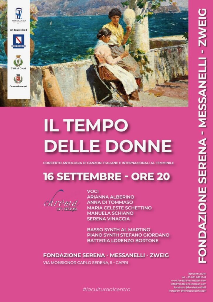Concerto “Il Tempo delle Donne”: l’universo femminile attraverso la musica – 16 Settembre ore 20 – Fondazione SMZ