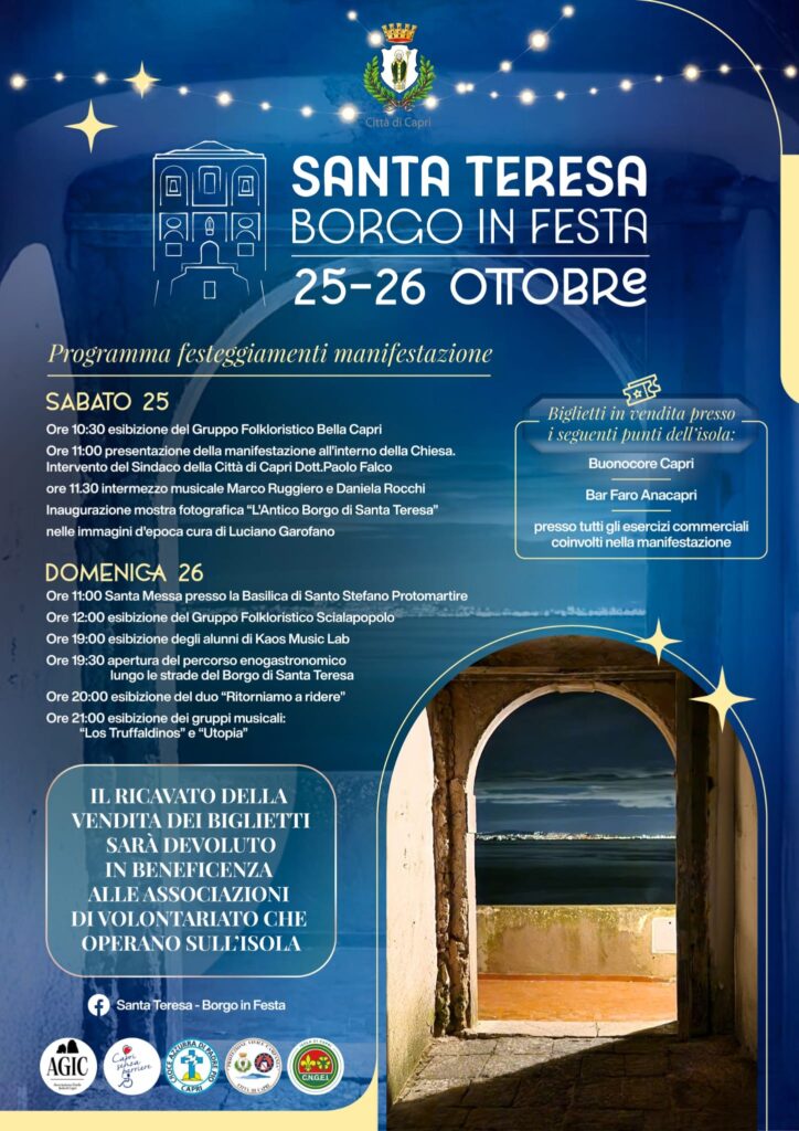 Santa Teresa, Borgo in Festa: 25/26 ottobre. Il programma dell’evento