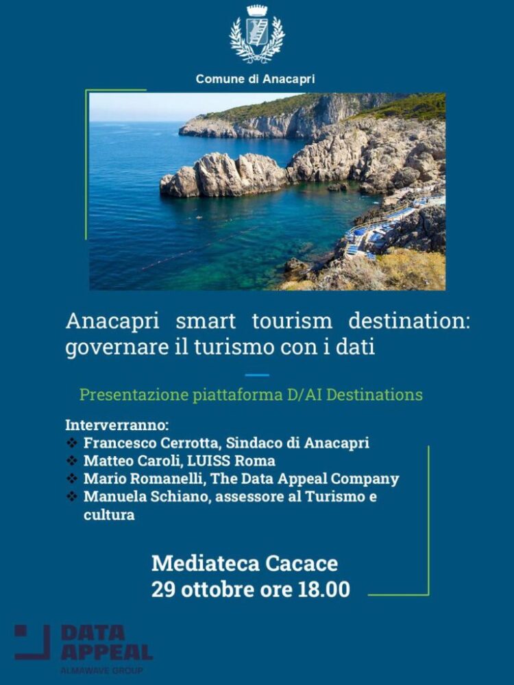 Anacapri smart tourism destination: governare il turismo con i dati, Mediateca Cacace, 29 ottobre ore 18.00