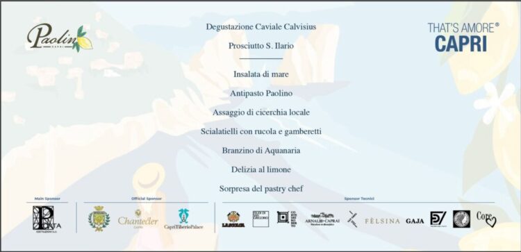 Venerdì 17 Ottobre torna la Cena di Gala di That’s Amore Capri al Ristorante “Da Paolino”