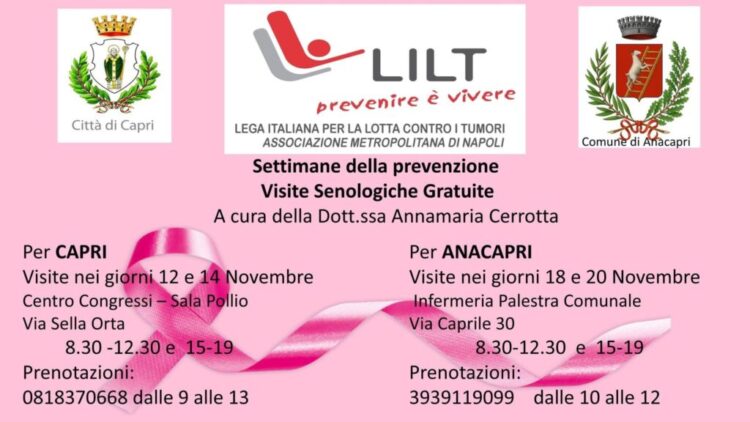 Isola di Capri: Settimana della prevenzione. Prenotazioni aperte a partire da lunedì 10 novembre