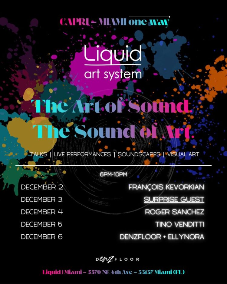 Liquid art system vola a Miami per la Art Week con Dj set e live performance: “The Art of Sound. The Sound of Art”