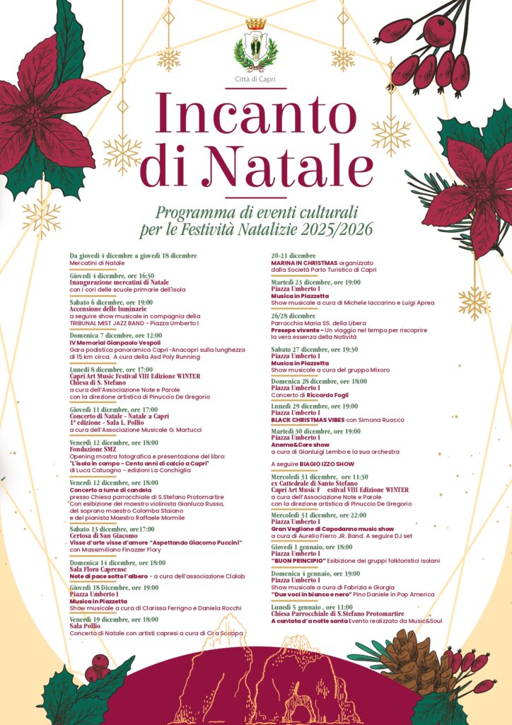 Programma eventi Festività Natalizie e di Fine Anno della Città di Capri