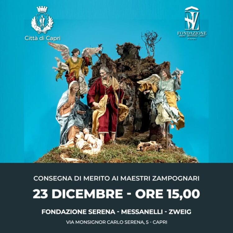 CONSEGNA DI MERITO AI MAESTRI ZAMPOGNARI: oggi 23 DICEMBRE il sindaco Paolo Falco consegna il riconoscimento nella sede della FONDAZIONE SERENA – MESSANELLI – ZWEIG alle ore alle ORE 15,00