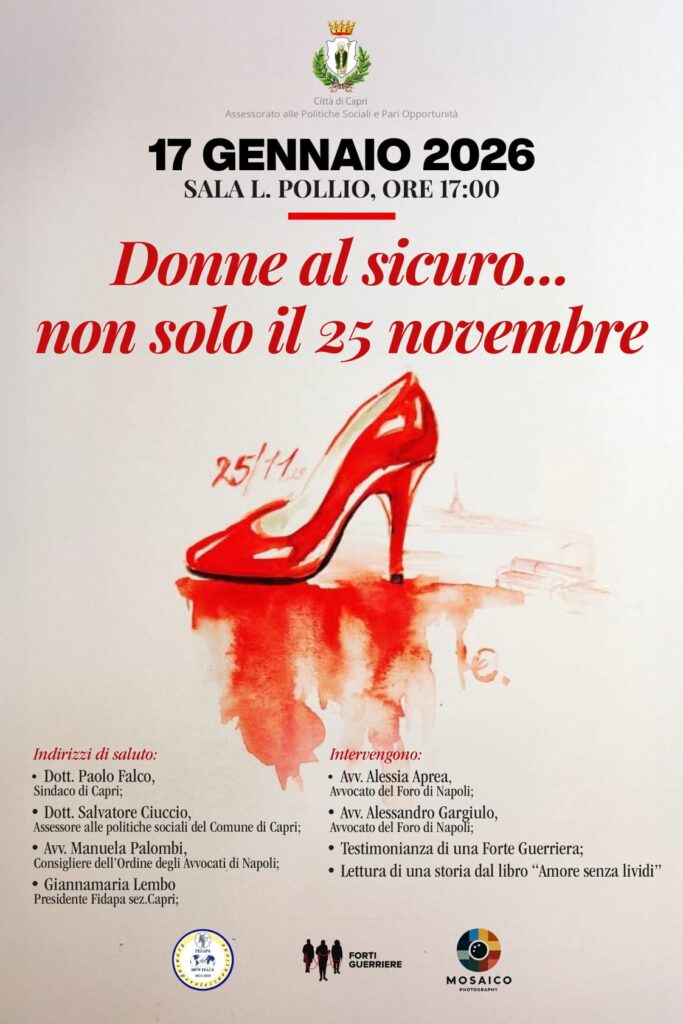 Donne al sicuro… non solo il 25 novembre, oggi 17 GENNAIO, SALA L. POLLIO, ORE 17:00
