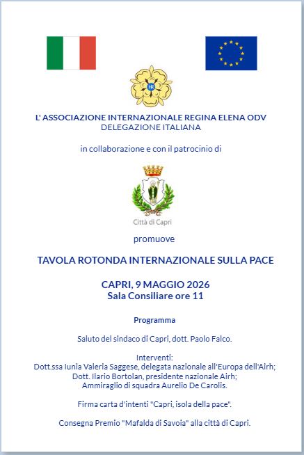 TAVOLA ROTONDA INTERNAZIONALE PER LA PACE CAPRI, 9 MAGGIO 2026