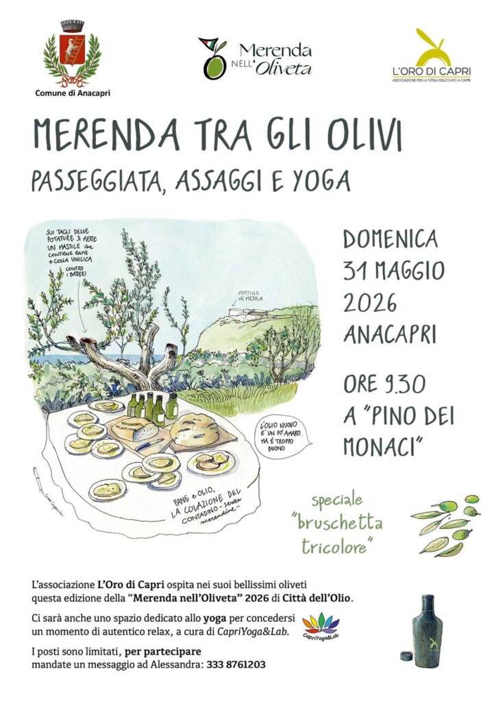 Anacapri: MERENDA TRA GLI OLIVI, Domenica 31 maggio ORE 9.30 A “PINO DEI MONACI”