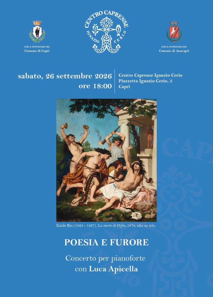 Centro Cerio: “POESIA E FURORE” Concerto per pianoforte con Luca Apicella – 26 Settembre ore 18