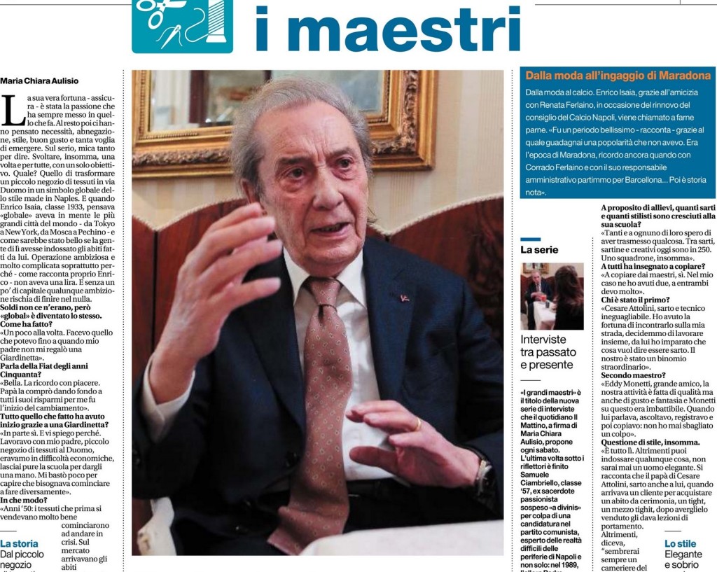 I Maestri: Enrico Isaia “Prima regola del buon sarto rendere il difetto un pregio”