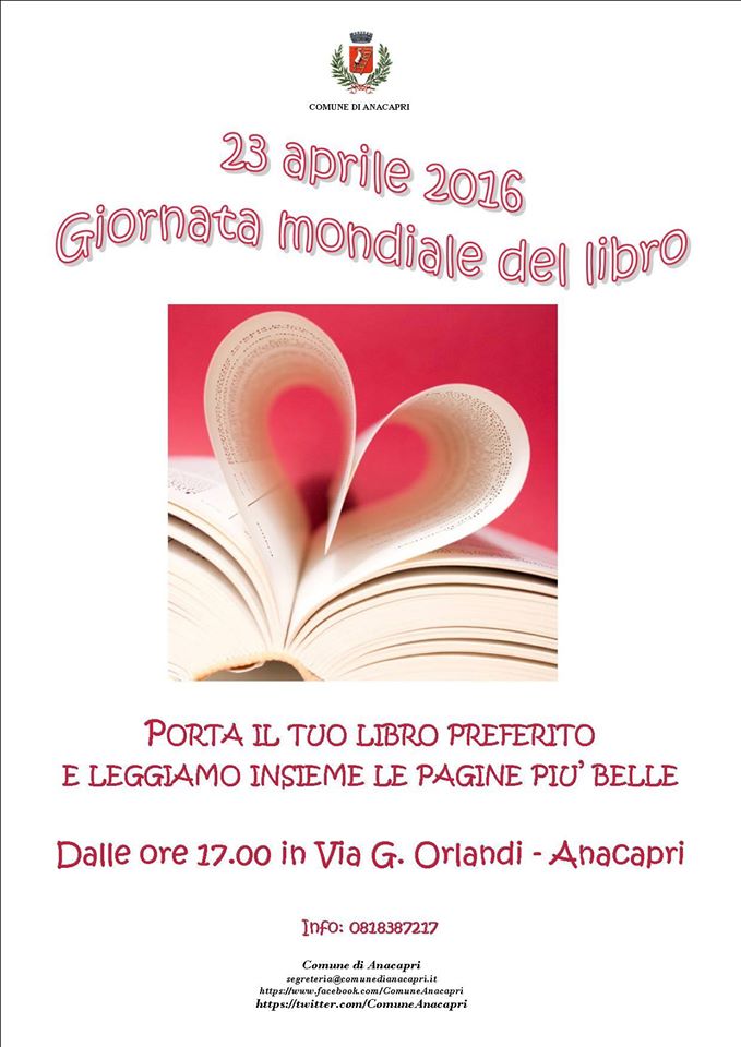 Il 23 aprile la giornata mondiale del libro: iniziativa ad Anacapri